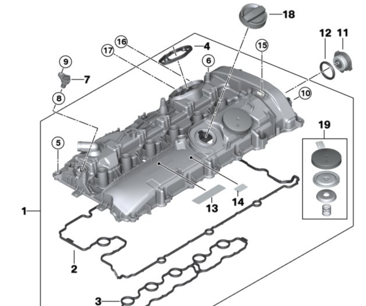 BMW B58 PCV huohottimen korjaussarja, BMW OEM-2