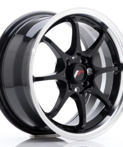 JR Wheels JR5 15x7 ET35 4x100 Gloss Black w/Machined Lip
