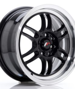 JR Wheels JR7 15x7 ET38 4x100/114 Glossy Black w/Machined Lip