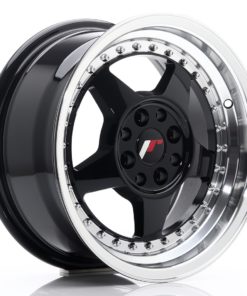 JR Wheels JR6 15x7 ET35 4x100/114 Glossy Black w/Machined Lip