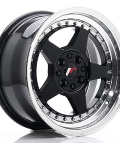 JR Wheels JR6 16x8 ET25 4x100/108 Glossy Black w/Machined Lip