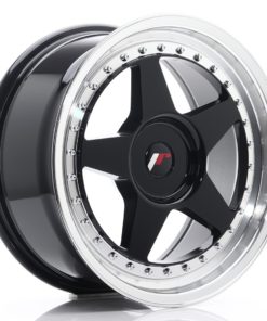 JR Wheels JR6 17x8 ET35 (Custom PCD) Glossy Black w/Machined Lip