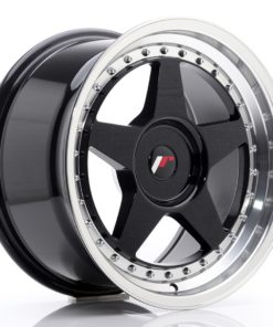 JR Wheels JR6 17x9 ET20-35 (Custom PCD) Glossy Black w/Machined Lip