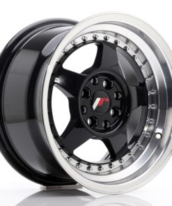 JR Wheels JR6 15x8 ET25 4x100/108 Glossy Black w/Machined Lip