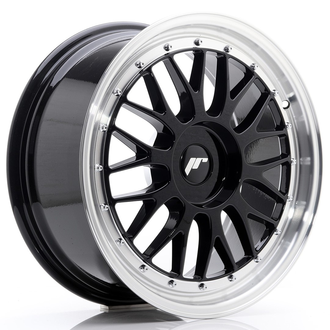 JR Wheels JR23 18x8 ET30-45 (Custom PCD) Glossy Black w/Machined Lip