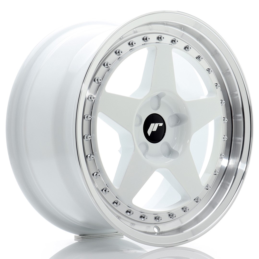 JR Wheels JR6 17x8 ET20-35 5H (Custom PCD) White w/ Machined Lip