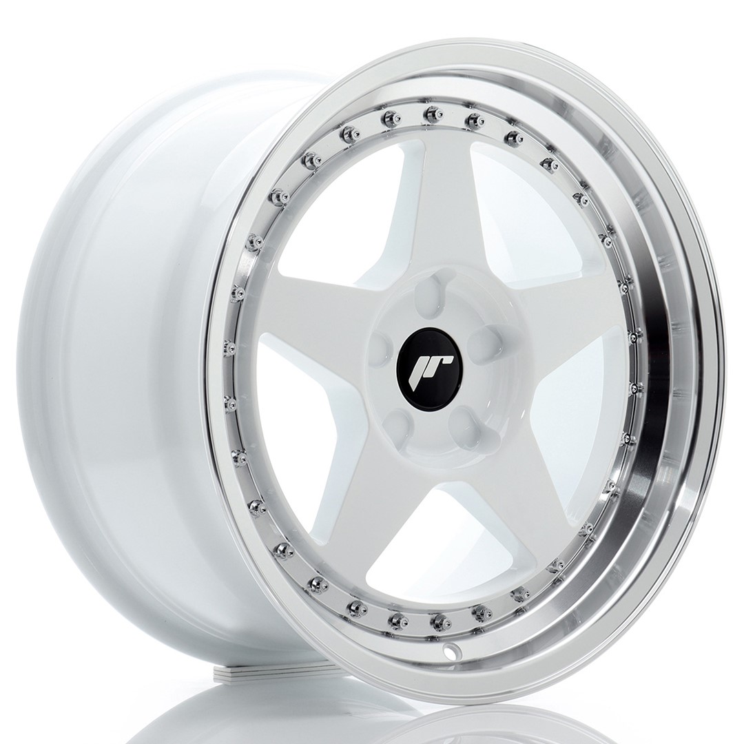JR Wheels JR6 17x9 ET20-35 5H (Custom PCD) White w/ Machined Lip