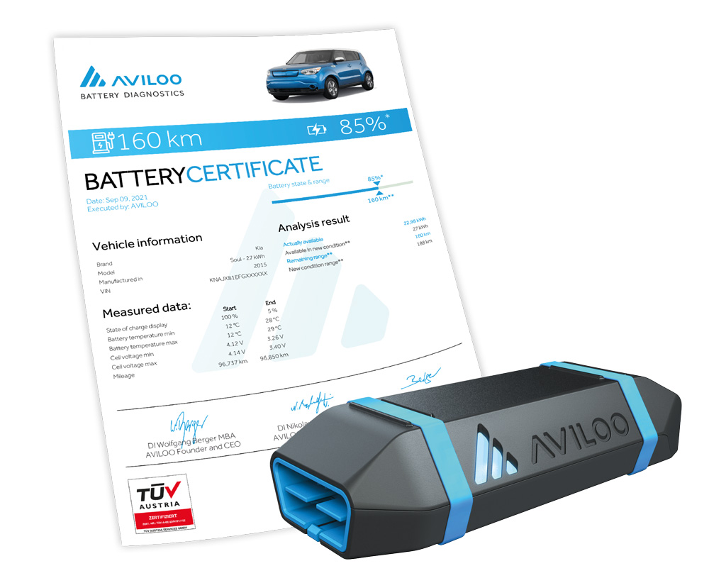 AVILOO Premium, Sähköauton akun kuntotesti