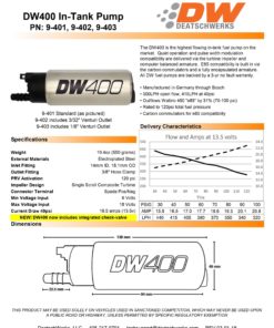 Deatschwerks DW400 (415lph) polttoainepumppu, universaali-2
